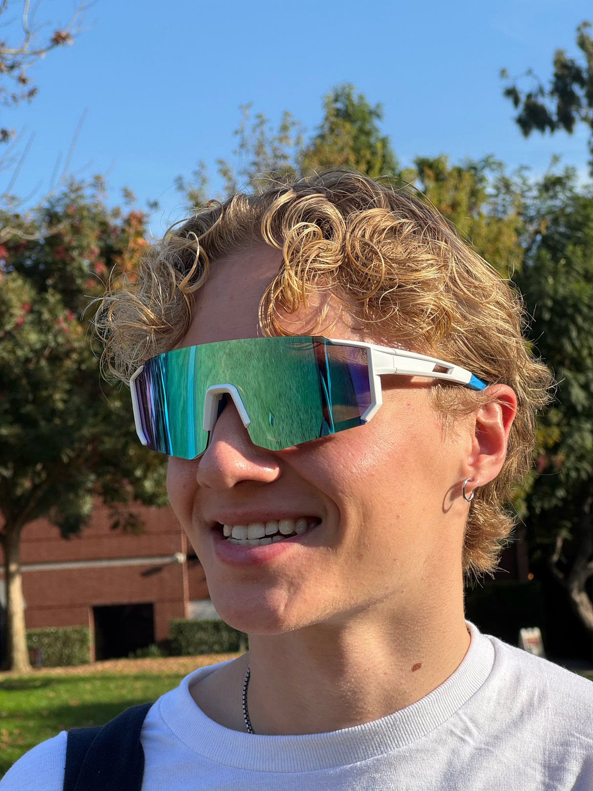 Easybikeparts Velocity Sweep Mirror Sunglasses — Custom Logo